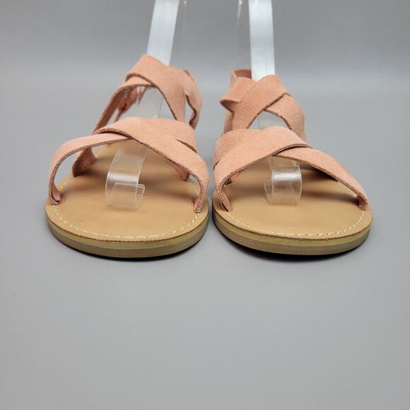 Toms Sicily Strappy Sandals Womens Size 6.5 Casual Peach Pink Coral Flat Shoe - Picture 5 of 10
